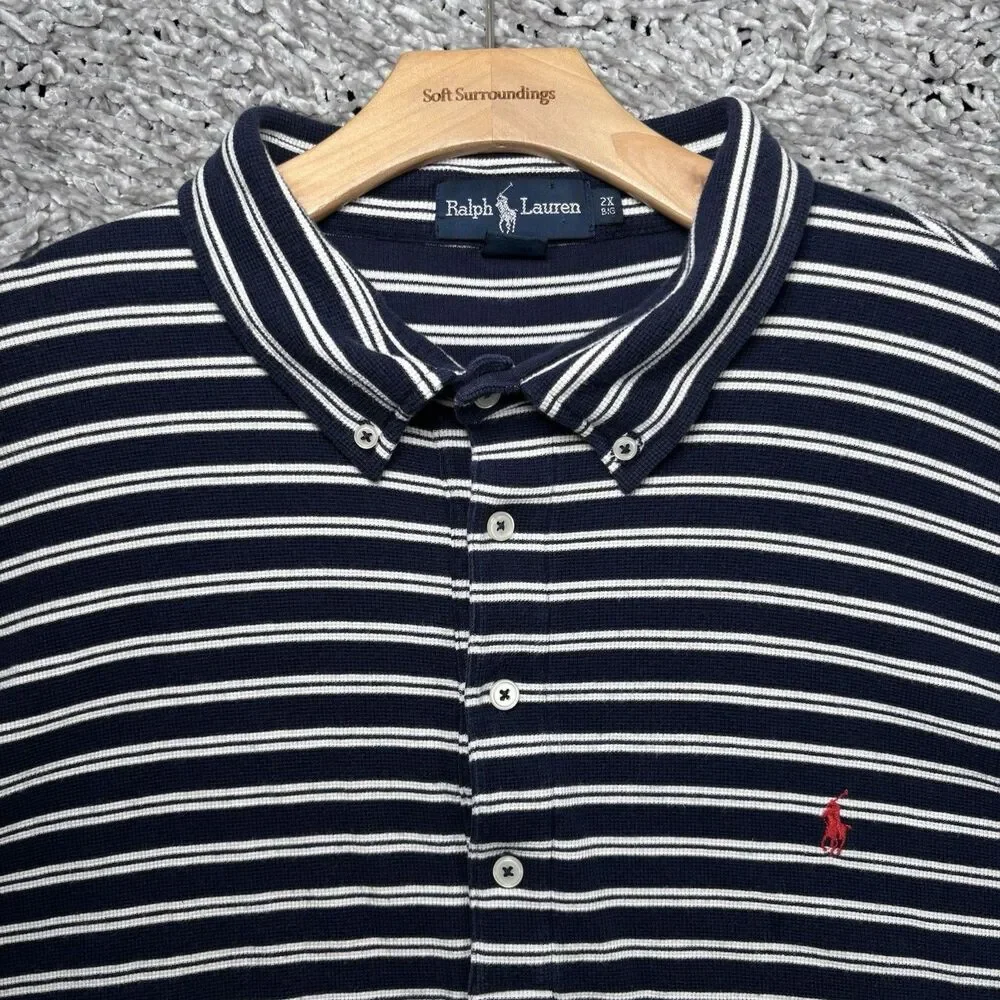 Ralph Lauren Button Down Polo Shirt Men’s Size 2XB (BIG) Stripes Vintage Golf